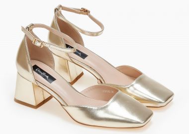 Γόβες με χαμηλό τακούνι και μπαρέτα - Χρυσό - Issue - 