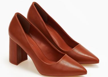 Γόβες με χοντρό τακούνι - Κάμελ - Issue - 