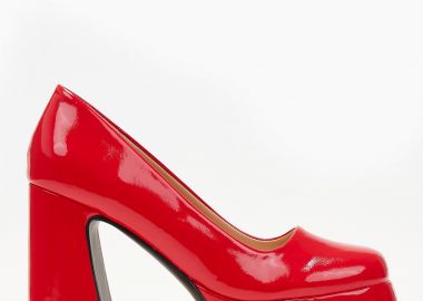 Γόβες με χοντρό τακούνι και φιάπα - Κόκκινο - Issue - 