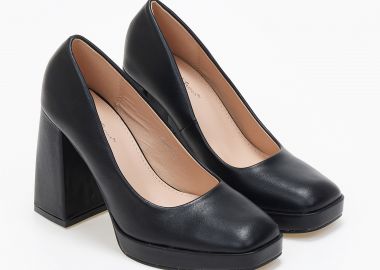 Γόβες με χοντρό τακούνι και φιάπα - Μαύρο - Issue - 