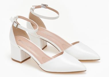 Γόβες με χοντρό τακούνι και μπαρέτα - Λευκό - Issue - 