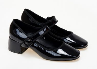 Γόβες με χοντρό τακούνι και μπαρέτα - Μαύρο - Issue - 