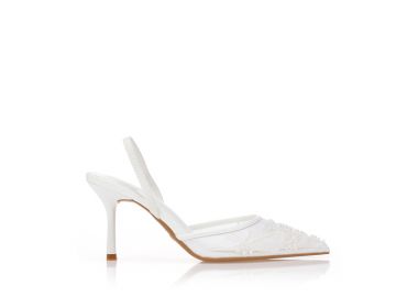 Γόβες με δαντέλα και χάντρες ΛΕΥΚΟ - Tsoukalas - 