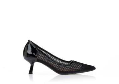 Γόβες με δαντέλα μυτερές ΜΑΥΡΟ - Tsoukalas - 