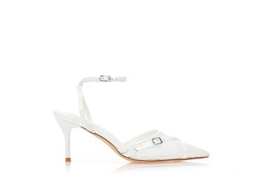 Γόβες με διαφάνεια και χιαστί λουράκια ΛΕΥΚΟ - Tsoukalas - 