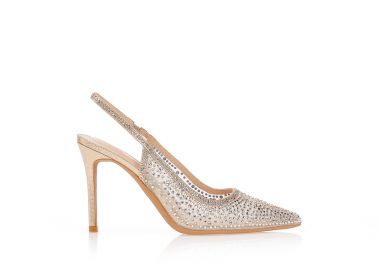 Γόβες με διαφάνεια και διακοσμητικά στρας ΧΡΥΣΟ - Tsoukalas - 