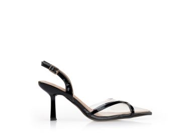 Γόβες με διαφάνεια και μαύρες λεπτομέρειες ΜΑΥΡΟ - Tsoukalas - 