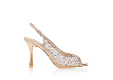 Γόβες με διαφάνεια και στρας ΧΡΥΣΟ - Tsoukalas - 