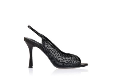 Γόβες με διαφάνεια και στρας ΜΑΥΡΟ - Tsoukalas - 