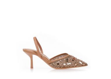 Γόβες με διακοσμητικές χάντρες ΚΑΦΕ - Tsoukalas - 