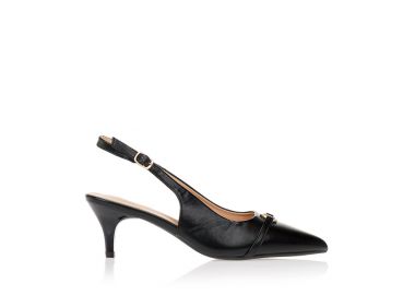 Γόβες με διακοσμητικό λουράκι και αγκράφα ΜΑΥΡΟ - Tsoukalas - 