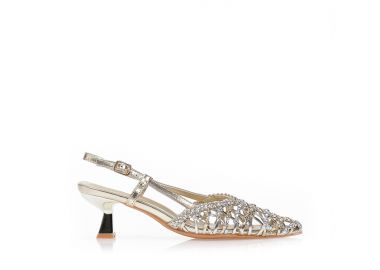 Γόβες με δίχρωμη ψάθα ΧΡΥΣΟ - Tsoukalas - 