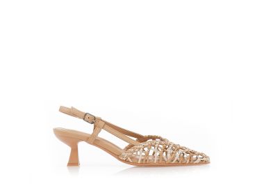 Γόβες με δίχρωμη ψάθα ΚΑΜΕΛ - Tsoukalas - 