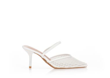 Γόβες με δίχτυ και διακοσμητικές χάντρες ΛΕΥΚΟ - Tsoukalas - 