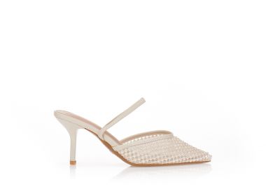 Γόβες με δίχτυ και διακοσμητικές χάντρες ΜΠΕΖ - Tsoukalas - 