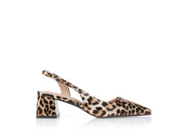 Γόβες με ιδιαίτερο άνοιγμα και χοντρό τακούνι ΛΕΟΠΑΡ - Tsoukalas - 