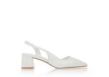 Γόβες με ιδιαίτερο άνοιγμα και χοντρό τακούνι ΛΕΥΚΟ - Tsoukalas - 