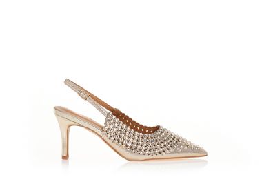 Γόβες με λαμπερά στρας ΧΡΥΣΟ - Tsoukalas - 