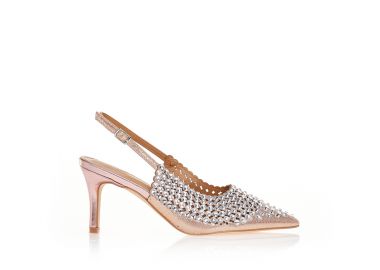 Γόβες με λαμπερά στρας ΜΠΡΟΝΖΕ - Tsoukalas - 