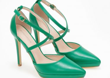 Γόβες με λεπτό τακούνι, μπαρέτα και χιαστί λουράκια - Πράσινο - Issue - 