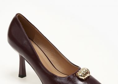 Γόβες με μεταλλική λεπτόμερεια - Μπορντώ - Issue - 