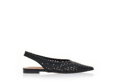 Γόβες με ψάθινο σχέδιο ΜΑΥΡΟ - Tsoukalas - 