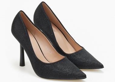 Γόβες με στρας και ιδιαίτερο τακούνι - Μαύρο - Issue - 