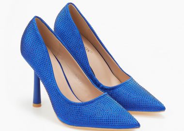 Γόβες με στρας και ιδιαίτερο τακούνι - Μπλε - Issue - 