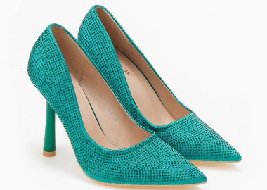 Γόβες με στρας και ιδιαίτερο τακούνι - Πράσινο - Issue - 