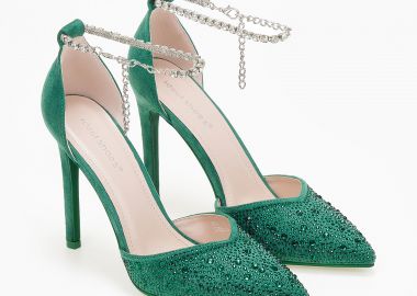 Γόβες με strass και βραχιόλι - Πράσινο - Issue - 