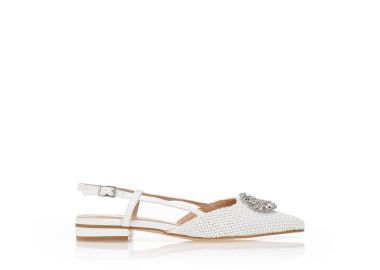 Γόβες με στρογγυλό κόσμημα ΛΕΥΚΟ - Tsoukalas - 