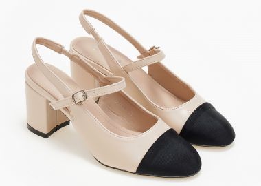 Γόβες με συνδυασμό υλικών - Μπεζ - Issue - 