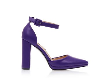 Γόβες μωβ δερματίνη με λουράκι στον αστράγαλο μυτερές ΜΩΒ - Tsoukalas - 