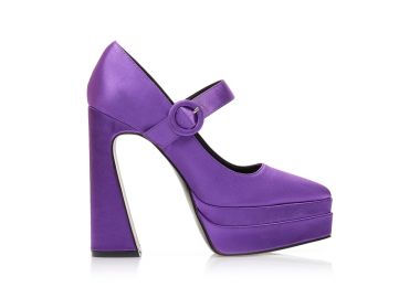 Γόβες μωβ σατέν δίπατες με μπαρέτα μυτερές ΜΩΒ - Tsoukalas - 