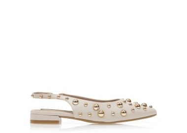 Γόβες μπεζ δερματίνη με χρυσά τρουκς ΜΠΕΖ - Tsoukalas - 