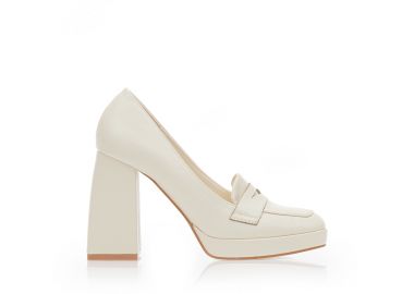 Γόβες μπεζ δερματίνη με σχέδιο στην φάσα και φιάπα ΜΠΕΖ - Tsoukalas - 