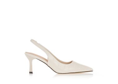 Γόβες μπεζ δερματίνη slingback ΜΠΕΖ - Tsoukalas - 