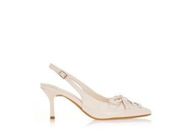 Γόβες μπεζ με δετό φιόγκο ΜΠΕΖ - Tsoukalas - 