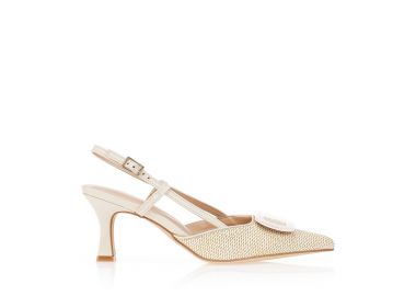 Γόβες μπεζ με εφέ ψάθας ΜΠΕΖ - Tsoukalas - 