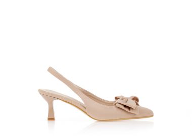 Γόβες μπεζ με φιόγκο NUDE - Tsoukalas - 