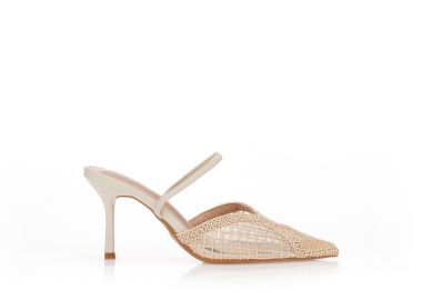 Γόβες μπεζ με πλεκτό σχέδιο στη φάσα ΜΠΕΖ - Tsoukalas - 