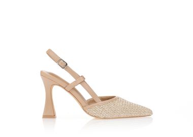 Γόβες μπεζ με ψάθινη μύτη ΜΠΕΖ - Tsoukalas - 