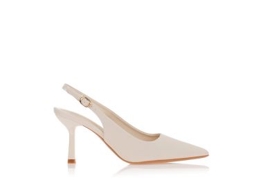 Γόβες μπεζ μυτερές slingback ΜΠΕΖ - Tsoukalas - 