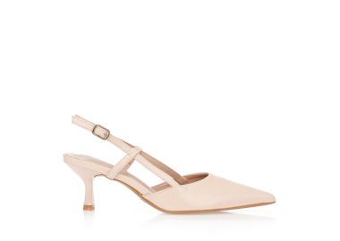 Γόβες μπεζ slingback με χαμηλό τακούνι ΜΠΕΖ - Tsoukalas - 