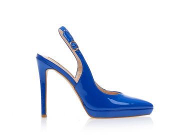 Γόβες μπλε λουστρίνι με φιάπα μυτερές ΜΠΛΕ - Tsoukalas - 