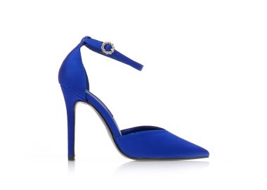 Γόβες μπλε σατέν με λουράκι στον αστράγαλο μυτερές ΜΠΛΕ - Tsoukalas - 