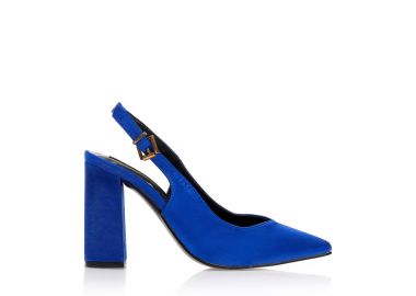 Γόβες μπλε σατέν μυτερές ΜΠΛΕ - Tsoukalas - 