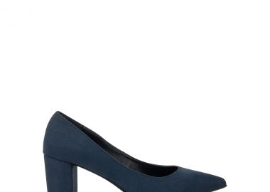 Γόβες μπλε σουέτ μυτερές με χαμηλό τακούνι ΜΠΛΕ - Tsoukalas - 
