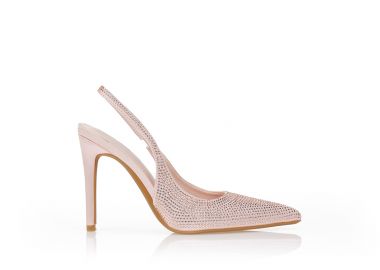 Γόβες μπονζέ σατέν με στρας μυτερές ΜΠΡΟΝΖΕ - Tsoukalas - 