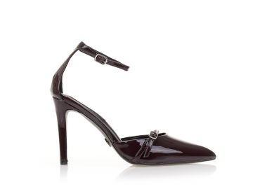 Γόβες μπορντό λουστρίνι με διακοσμητικό λουράκι ΜΠΟΡΝΤΟ - Tsoukalas - 